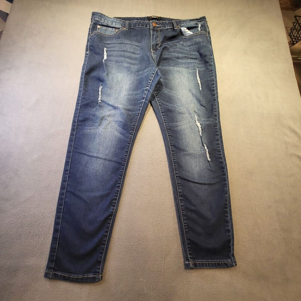 Bee & Ceci Womens 18 Tapered Leg Distressed Denim Stretch